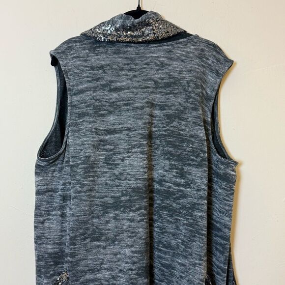 Juicy Couture Sleeveless Knit Cardigan Bling Sequin Trim, Size Large— Y2K Vibes - Picture 5 of 10